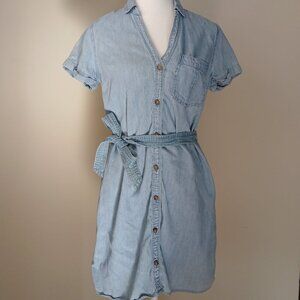 Women's Abercrombie & Fitch Blue Chambray Mini Dress With Belt Size Small